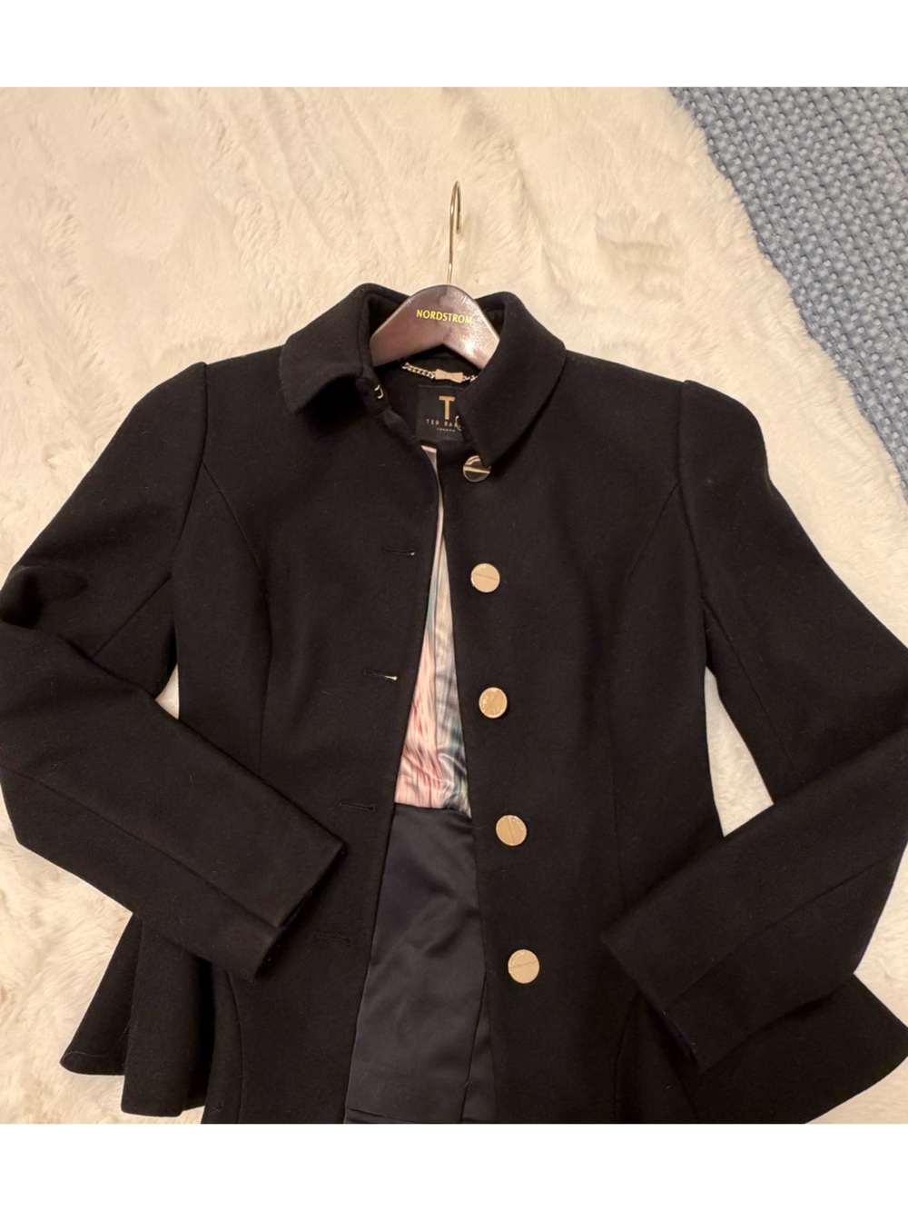 Ted Baker Black Wool Blend Peplum Jacket